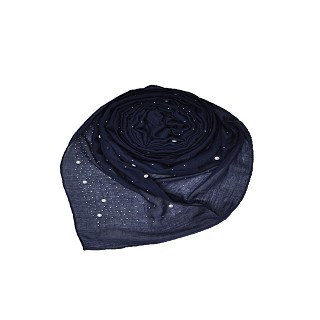 Rain Drop Hijab With Big and Small Dew Drop Beats - Navy Blue